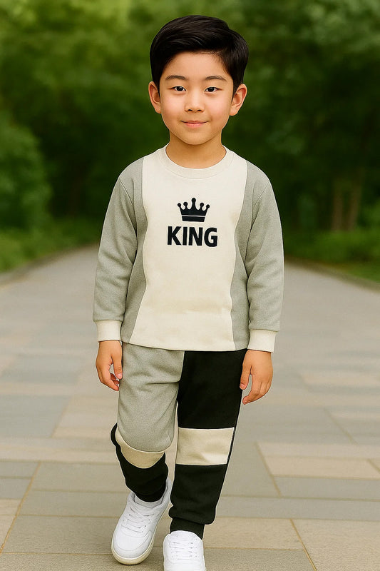 Trendy Kids Clothing Set for Boys Comfortable Cotton Tracksuit KING