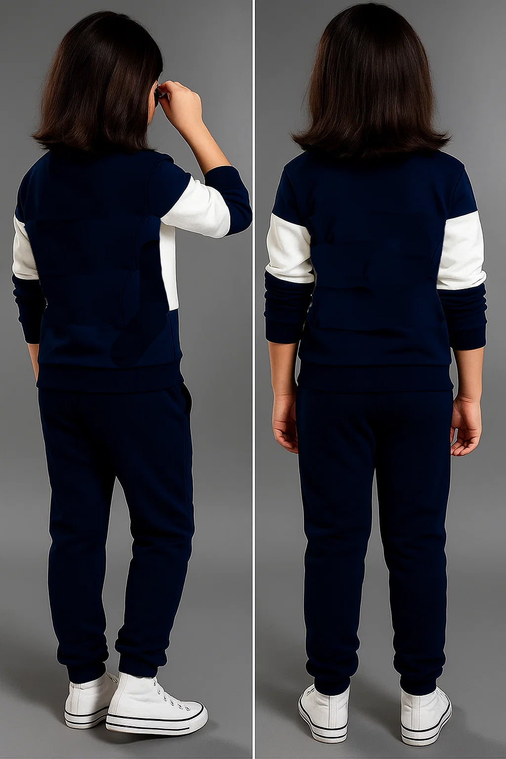 Trendy Navy Blue & White Kids Clothing Set