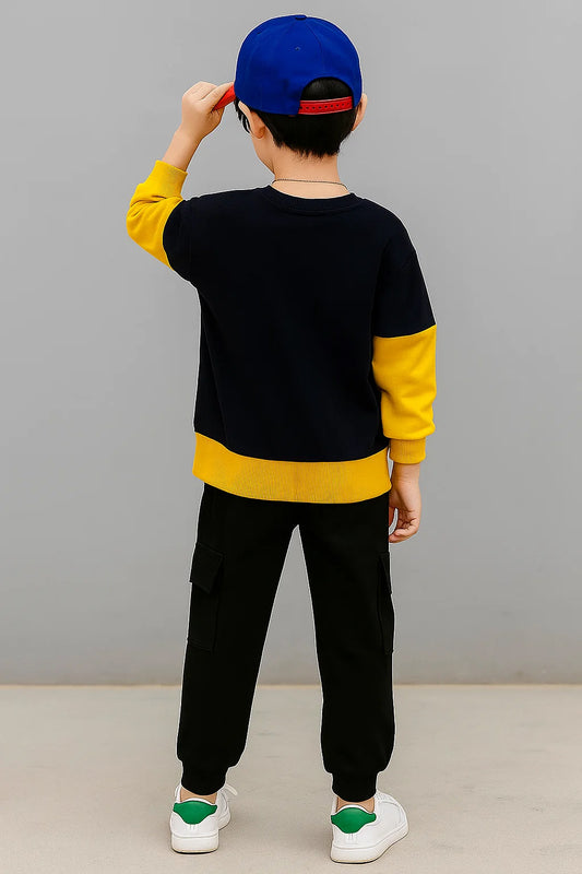 Stylish Kids Clothing Set for Boys | Bentgrass Printed Sweatshirt & Cargo Jogger Pants