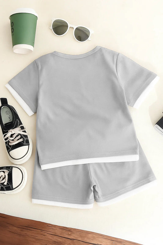 Stylish Kids Clothing Set | Soft Grey T-Shirt & Shorts Outfit for Boys