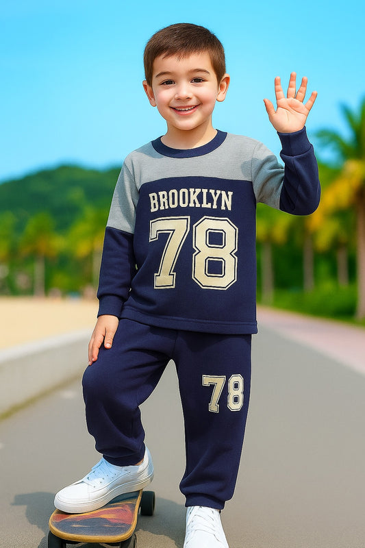 Brooklyn 78 Printed Sweatshirt & Jogger Set for Boys