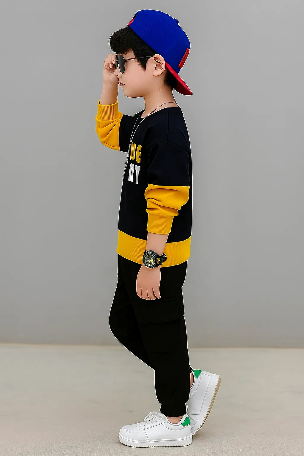 Stylish Kids Clothing Set for Boys | Bentgrass Printed Sweatshirt & Cargo Jogger Pants