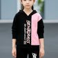 Stylish Girls Hoodie & Jogger Set Black & Pink