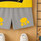 Cute Panda Print Kids Summer Clothing Set – Yellow Sleeveless T-Shirt & Grey Shorts