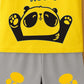 Cute Panda Print Kids Summer Clothing Set – Yellow Sleeveless T-Shirt & Grey Shorts