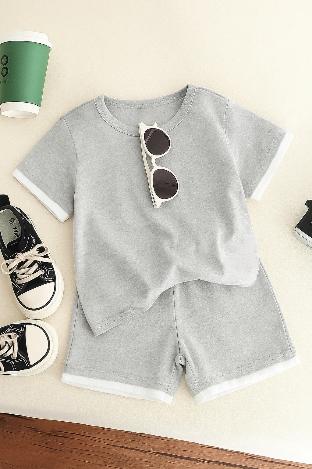 Stylish Kids Clothing Set | Soft Grey T-Shirt & Shorts Outfit for Boys