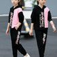 Stylish Girls Hoodie & Jogger Set Black & Pink