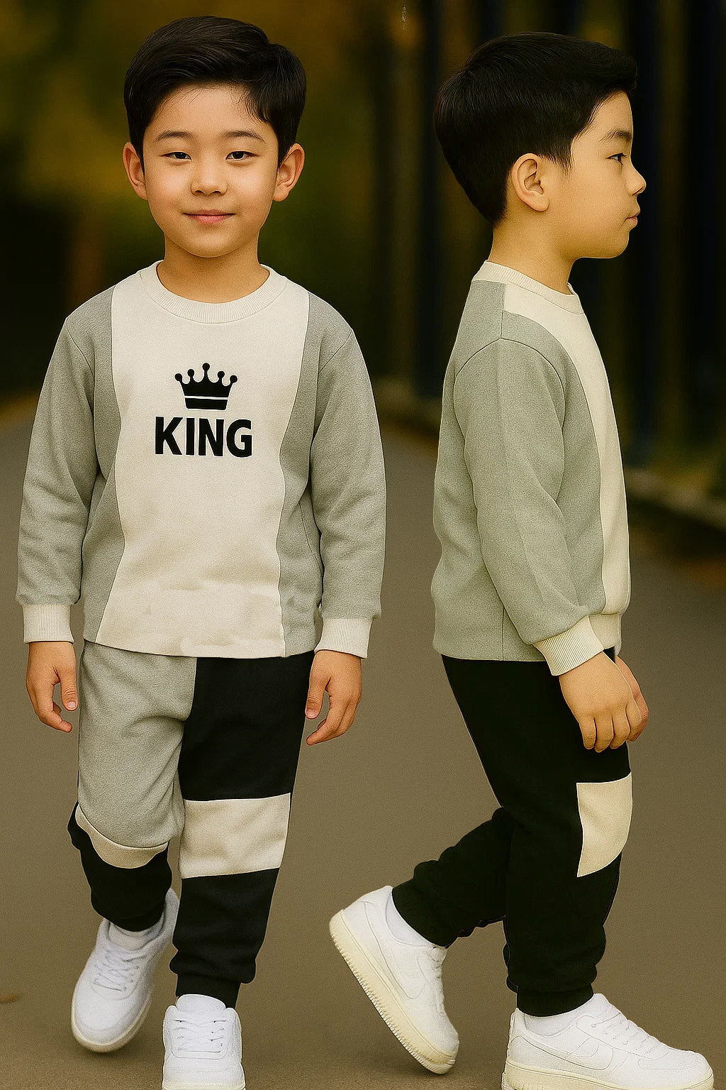 Trendy Kids Clothing Set for Boys Comfortable Cotton Tracksuit KING