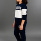 Trendy Navy Blue & White Kids Clothing Set